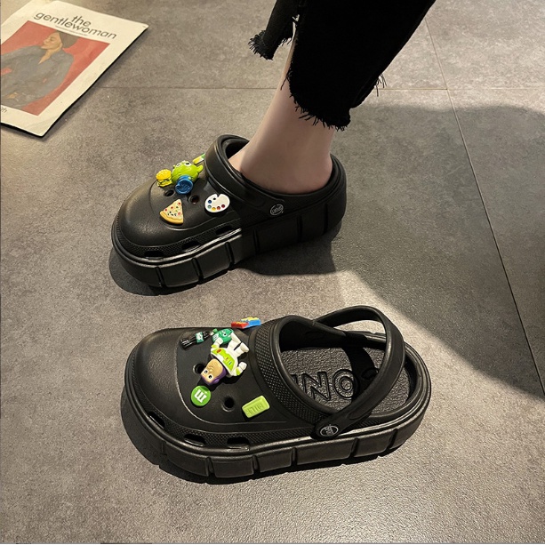 Dép Cross, sục độn đế nữ đế cao 7cm- chất liệu EVA cao cấp siêu nhẹ, siêu êm chân, kèm Sticker hoạt hình trẻ trung, cute