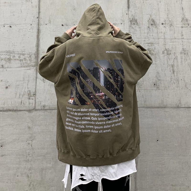Áo hoodie Tay Dài Dáng Rộng Phong Cách retro Thời Trang Cho Nam Giới