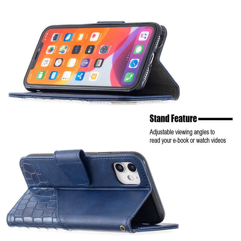 Bao da điện thoại vân da cá sấu có khóa nam châm cho iPhone 12 Pro Max 11 Pro 8 7 6S 6 Plus X XR XS Max