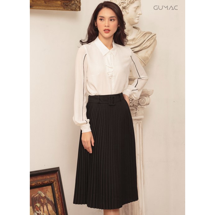 [Mã WA24SEA giảm 15% đơn 99K] Chân váy khoen dập ly GUMAC VA466_DEN | BigBuy360 - bigbuy360.vn