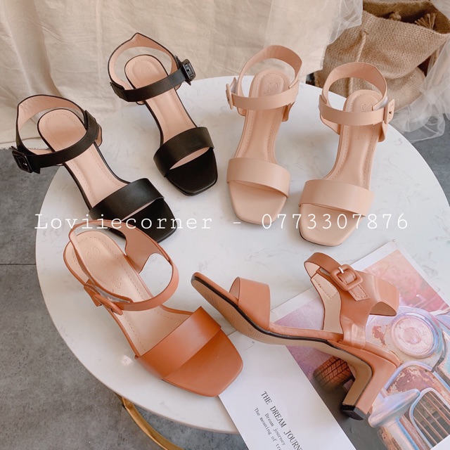 SANDAL CAO GÓT NỮ LOVIIECORNER - GIÀY CAO GÓT 7 PHÂN QUAI MẢNH DÂY CHÉO - GUỐC SANDAL 7P ĐẾ NHỌN G210121