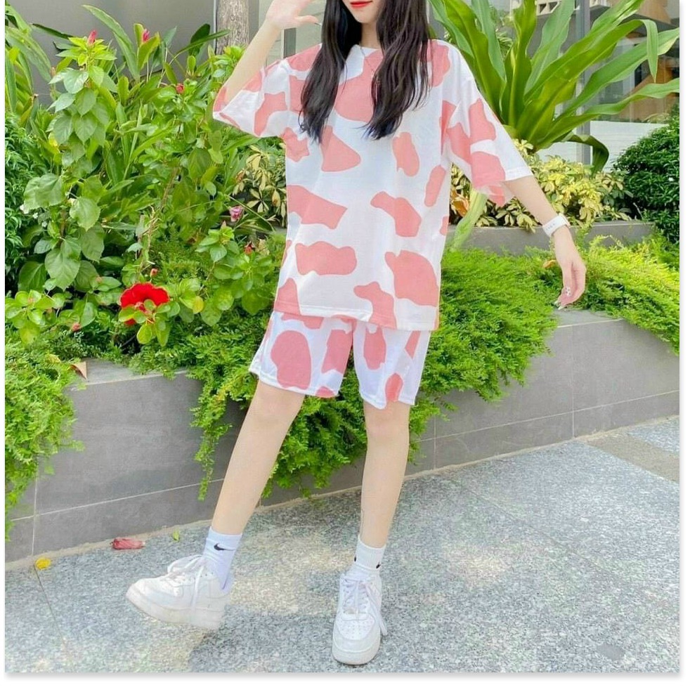 Set nguyên bộ bò sữa quần đùi áo thun ngắn tay chất thun cotton mềm mịn mát thời trang mùa hè, set đồ bộ mặc nhà | BigBuy360 - bigbuy360.vn