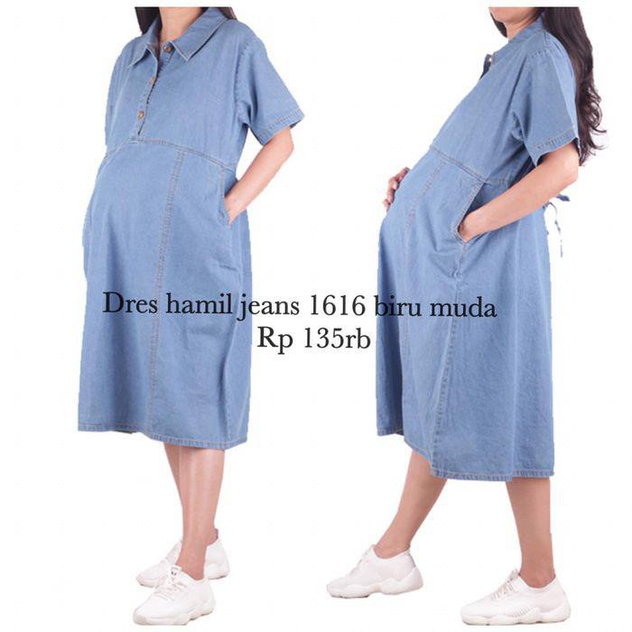 Đầm Bầu Vải Jean Màu Xanh Nhạt 1616