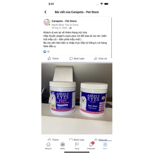 Angel’s plus hạn chế nước mắt cho chó 120 viên