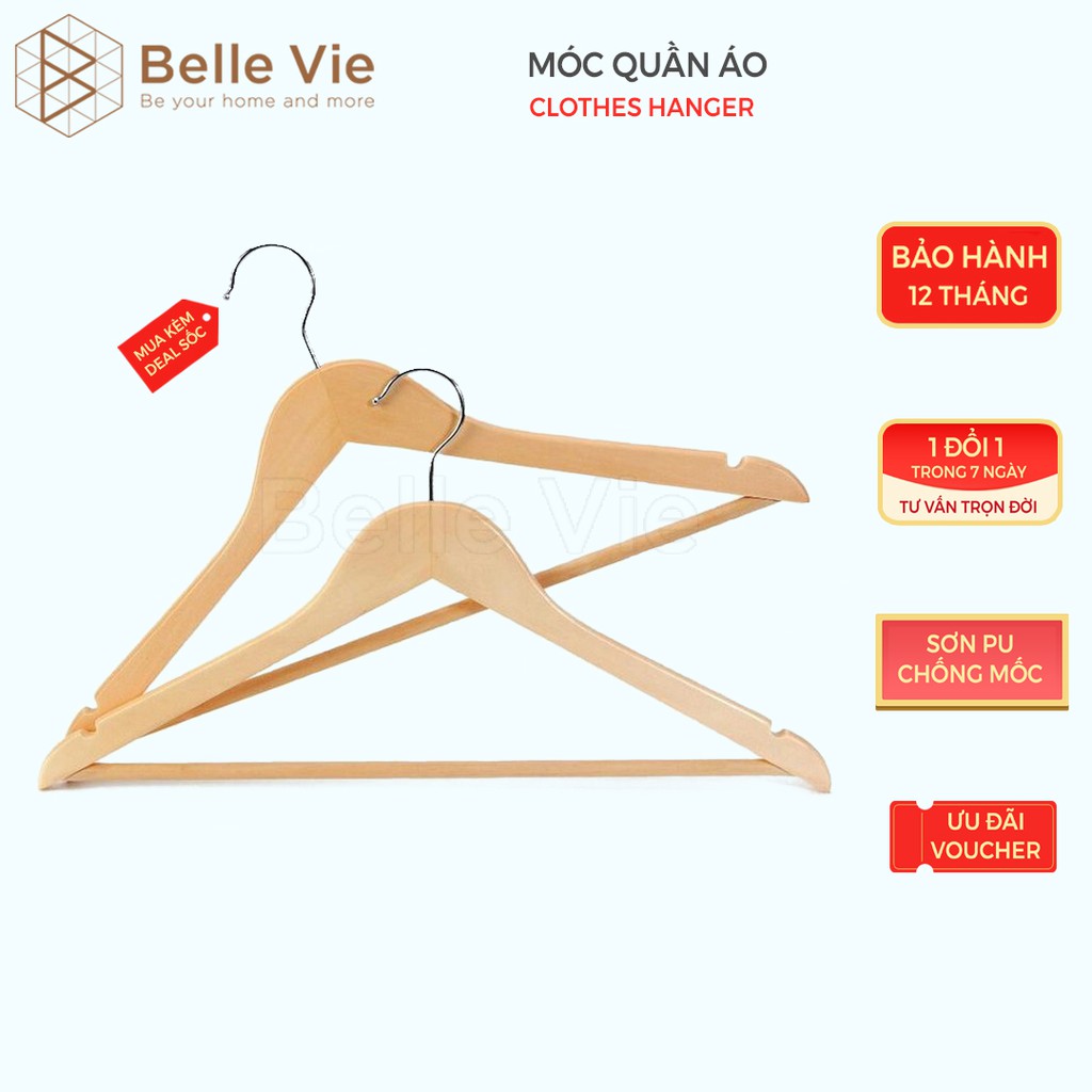 Móc treo quần áo gỗ chuyên dùng BELLEVIE