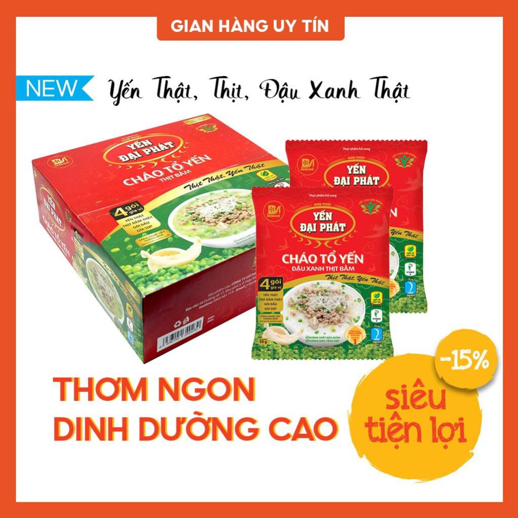 Thùng Cháo Tổ Yến Đậu Xanh Thịt Bằm - Yến Đại Phát (30 gói x 50gram) 4 gói gia vị, ăn liền, tiện lợi, thơm ngon.