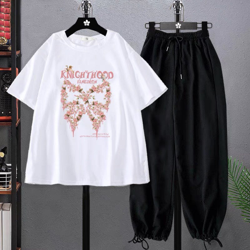 Sét Áo Nơ hoa + quần bom chun, Áo thun from rộng, Chất đẹp không xù, quần suông ống rộng, Sét bộ mặc ở nhà - MODY