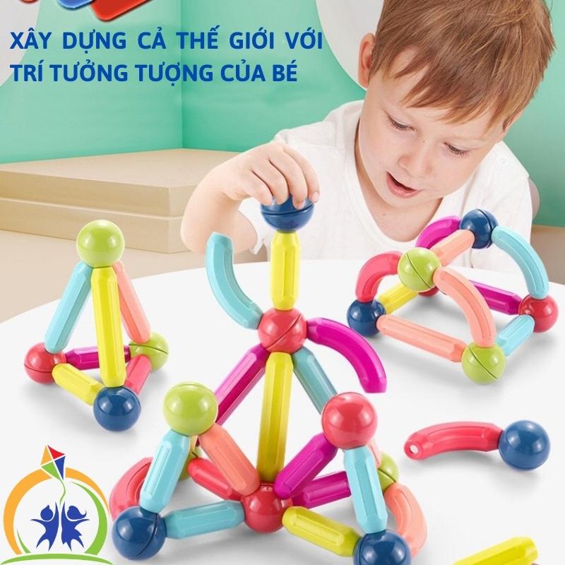 Xếp hình nam châm, Bộ đồ chơi ghép hình nam châm thông minh cho bé trai, bé gái GenKids