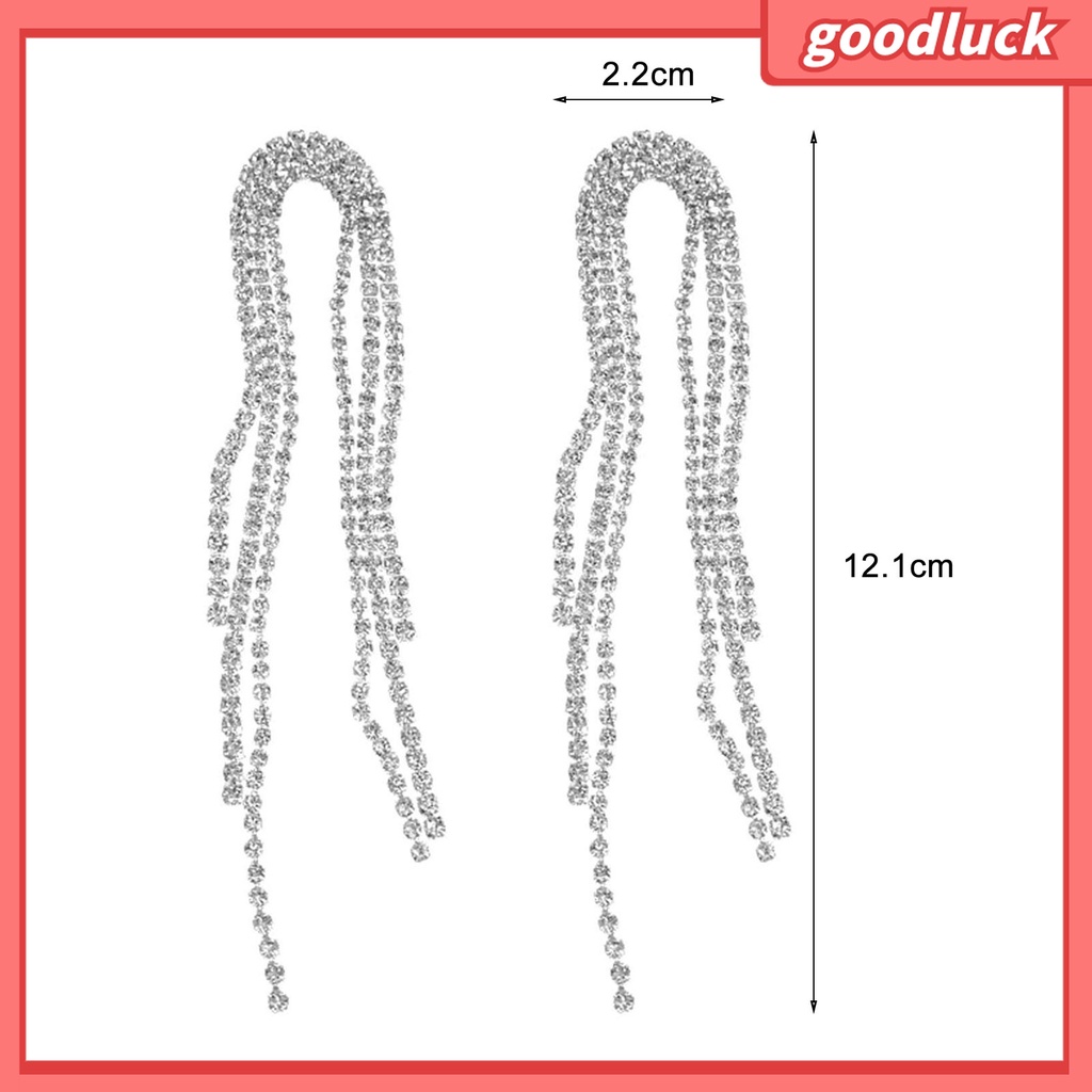 Khuyên Tai Chữ U Đính Đá Phối Tua Rua Toàn Diện Thời Trang