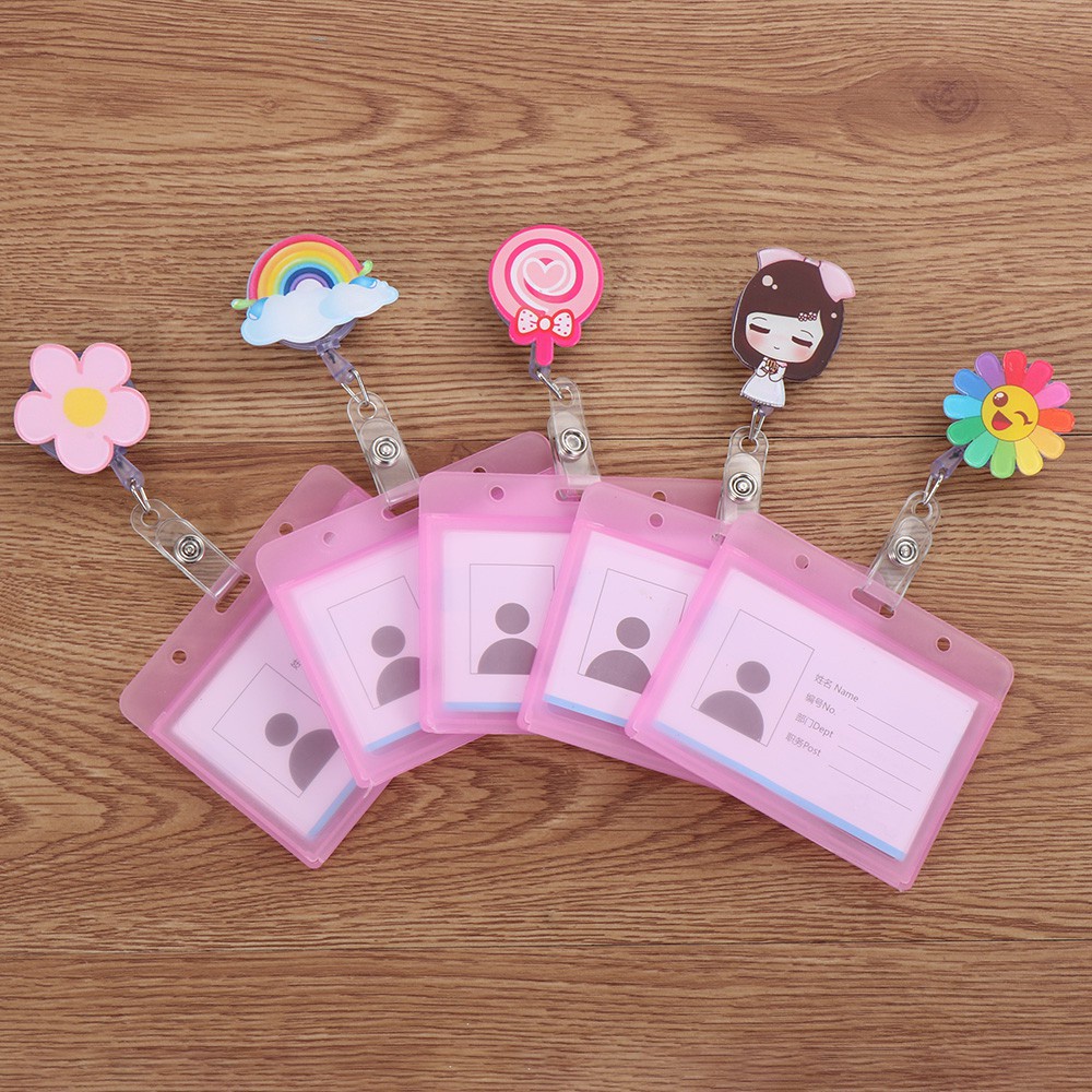Dây Đeo Thẻ Dạng Rút Họa Tiết Hoạt Hình Dễ Thương