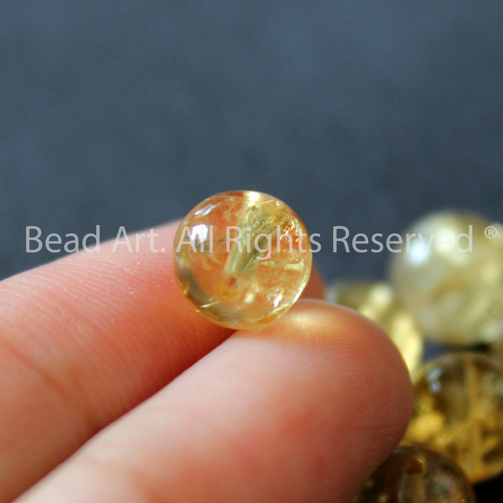 [1 Hạt] T.Anh Vàng (Citrine) Tự Nhiên 7.5-8mm, Đá Phong Thuỷ, Làm Trang Sức, Vòng Tay, Chuỗi Hạt (Loại AA)