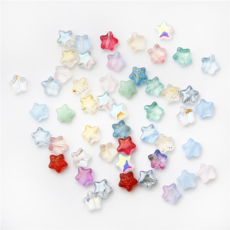 Set 10 hạt xỏ lỗ hình ngôi sao nhiều màu sắc dùng làm đồ trang sức thủ công đa dụng