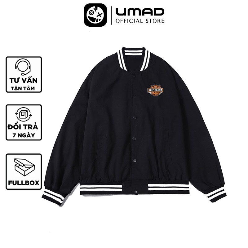 Áo khoác Bomber UMAD Unisex Racing Boy Biker HARLEY DAVIDSON tay dài vải nỉ cotton form rộng cool ngầu FULL BOX