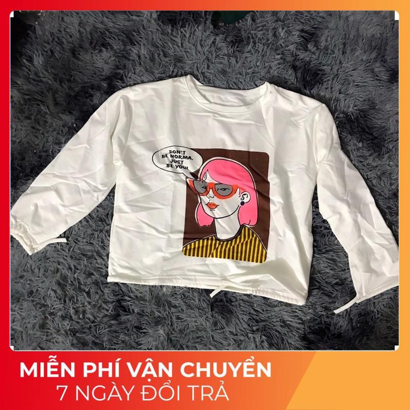 Áo thun nữ dáng croptop dài tay chất cotton cao cấp dễ chịu mềm mát thấm hút mồ hôi fre size Q18