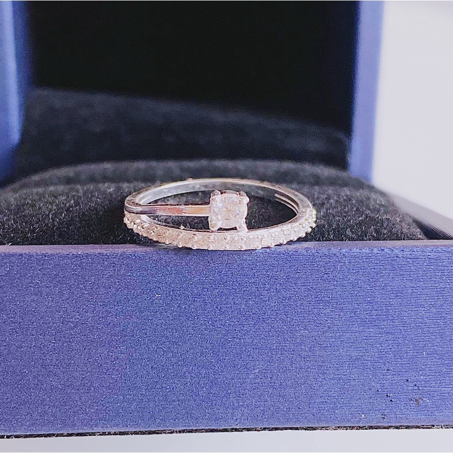 Nhẫn bạc nữ Evasilver đính đá sang trọng cá tính, chất liệu bạc ta thật sáng bóng