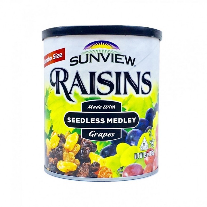 THÙNG 12 HỘP NHO KHÔ SUNVIEW RAISINS MỸ 425G MIX HỖN HỢP (date: 2022)