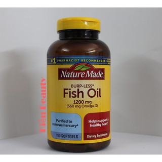 [Hàng Mỹ] Dầu cá Omega 3 Nature Made Fish oil 1200mg hộp 200 viên