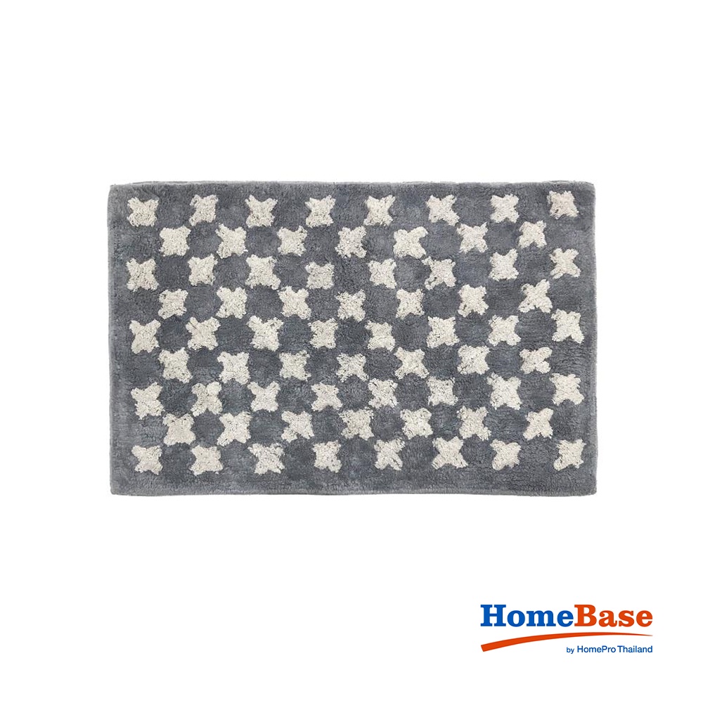 HomeBase HLS Thảm trải sàn cotton có lớp keo chống trơn trượt SS-PINE W45xH70xD1 màu xám