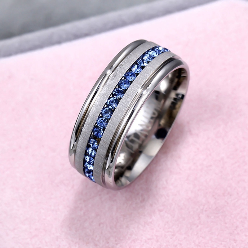 Exquisite Fashion Thin Blue Diamond Tungsten Carbide Ring Beautiful Chic Nice