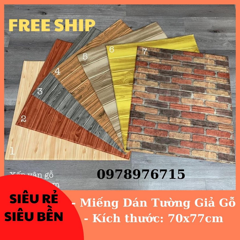 Tấm Xốp Dán Tường Giả Gỗ Kích Thước 70x77cm-Miếng Dán Tường Hoa Văn Chi Tiết