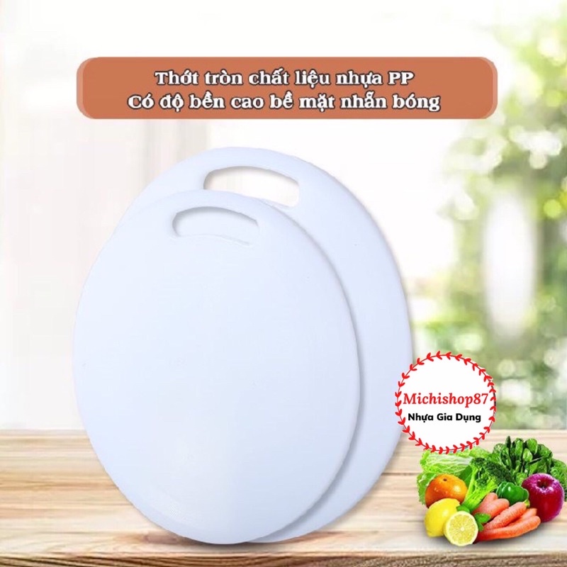 Thớt Nhựa Tròn 3 Size Loại Dầy - Mỏng Nhựa Việt Nhật Cao Cấp Kháng Khuẩn Nhà Bếp