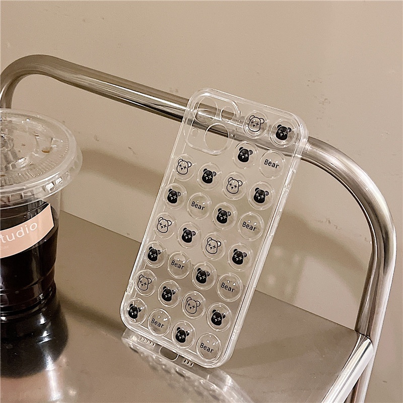 Ốp lưng iphone Ốp Điện Thoại In Hình Gấu Bong Bóng Cho iphone13Promax 6/6splus/7/7plus/8/8plus/x/xr/xs/11/12/13/pro/max/plus/promax Dinuo case