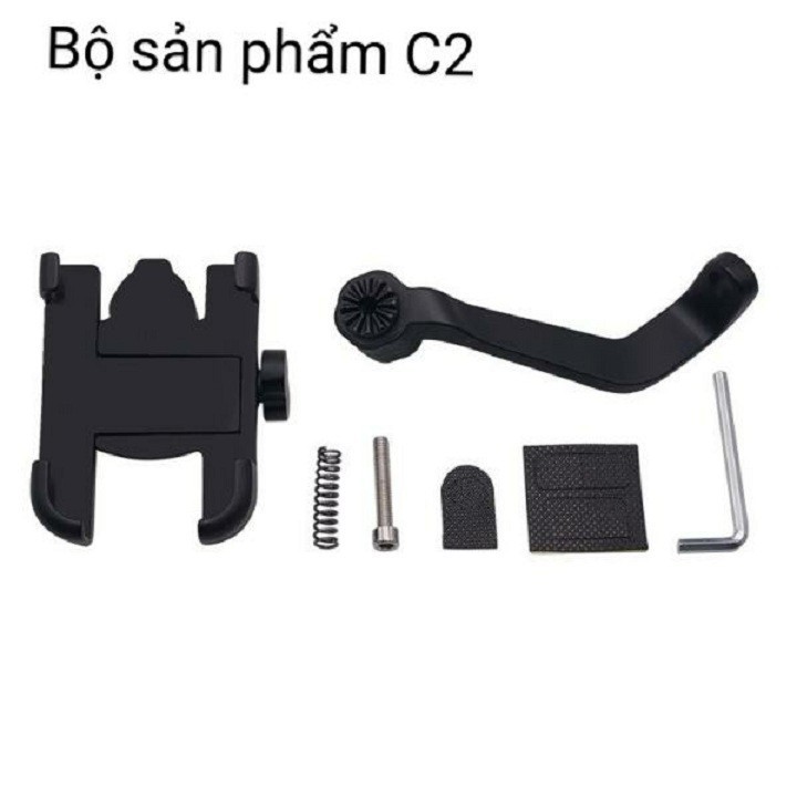 [HCM] Giá đỡ Kẹp điện thoại xe máy kim loại C2 (màu đen)