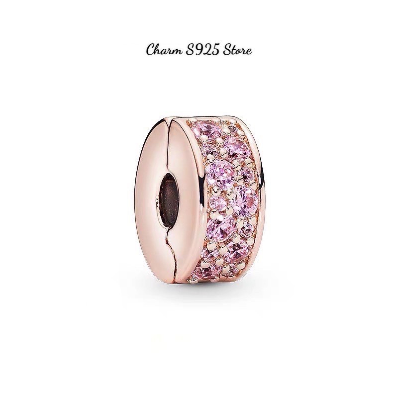 charm pan chặn clip đá vàng hồng bạc s925
