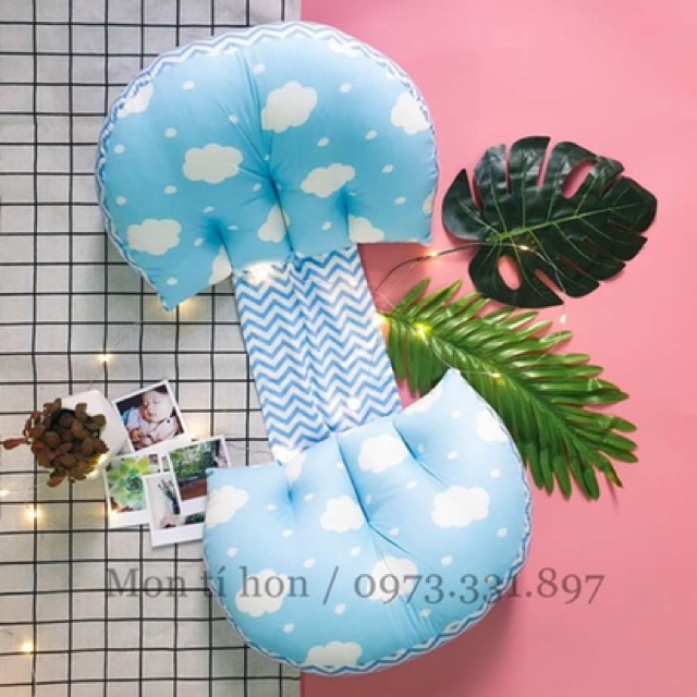 Gối Bầu Cánh Tiên montíhon | Kê bụng, Giảm đau lưng, cho mẹ Bầu giấc ngủ ngon - Bông chống xẹp