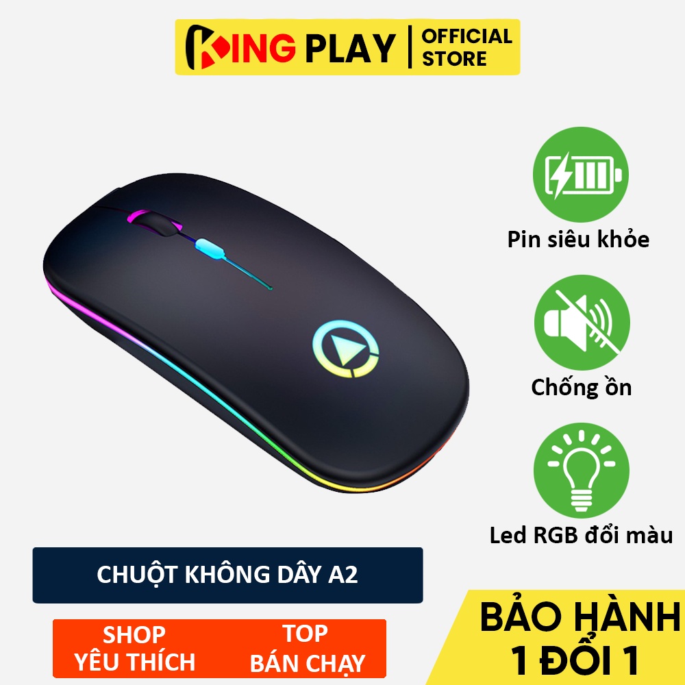 Chuột Không Dây A2 Phiên Bản Nâng Cấp Có Đèn Led Cho Máy Tính PC Latop – Kết Nối Bluetooth USB 2.4G Nút Chống Ồn