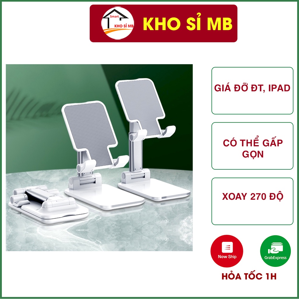 Giá đỡ điện thoại để bàn livestream, xem phim, kệ để ipad gấp gọn, cầm tay tiện dụng - kho sỉ mb