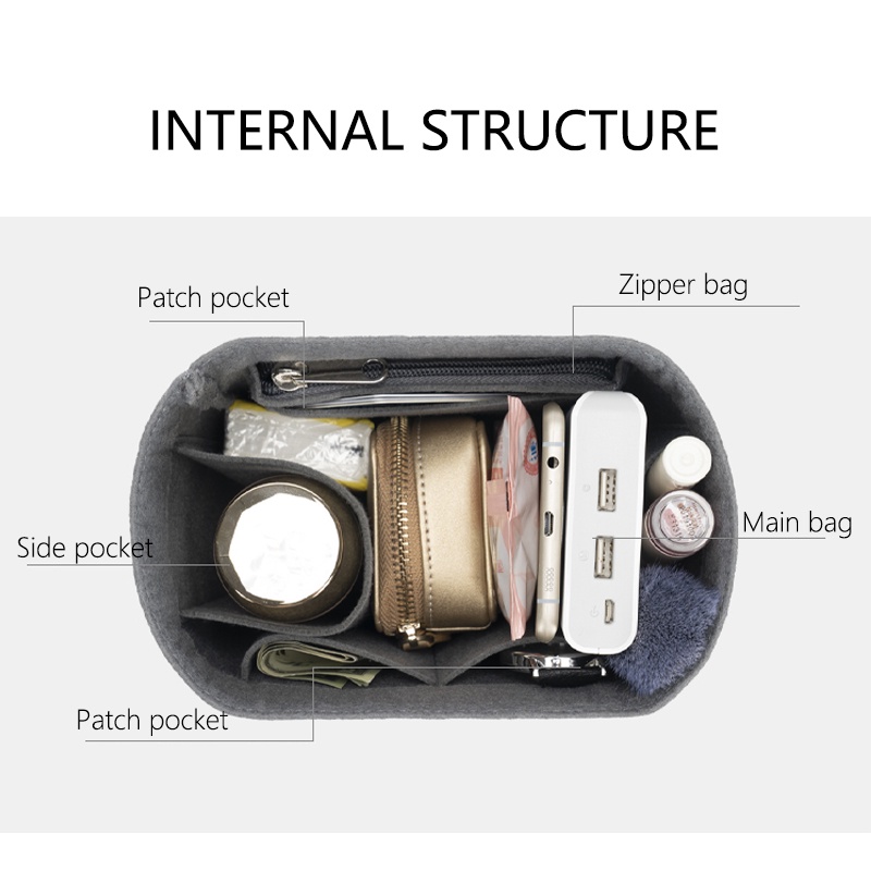 Evertoner Túi Đựng Mỹ Phẩm / Đồ Trang Điểm Bằng Vải Nỉ Bên Trong Cho Nữ Celine Sangle