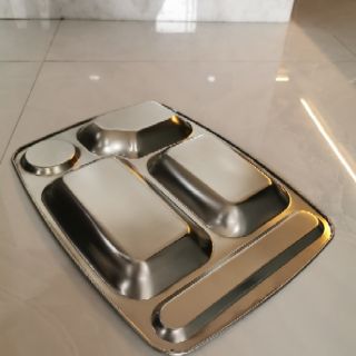 Combo 5 khay cơm inox 5 ngăn có nắp (Có ngăn để đũa)