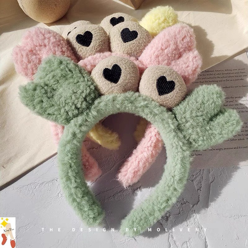 Bờm Cài Tóc Cua Mắt Lồi Nhiều Màu Xinh Xắn Phong Cách Hàn Quốc Băng Đô Rửa Mặt Hình Cua Sừng Hươu Cute Dễ Thương