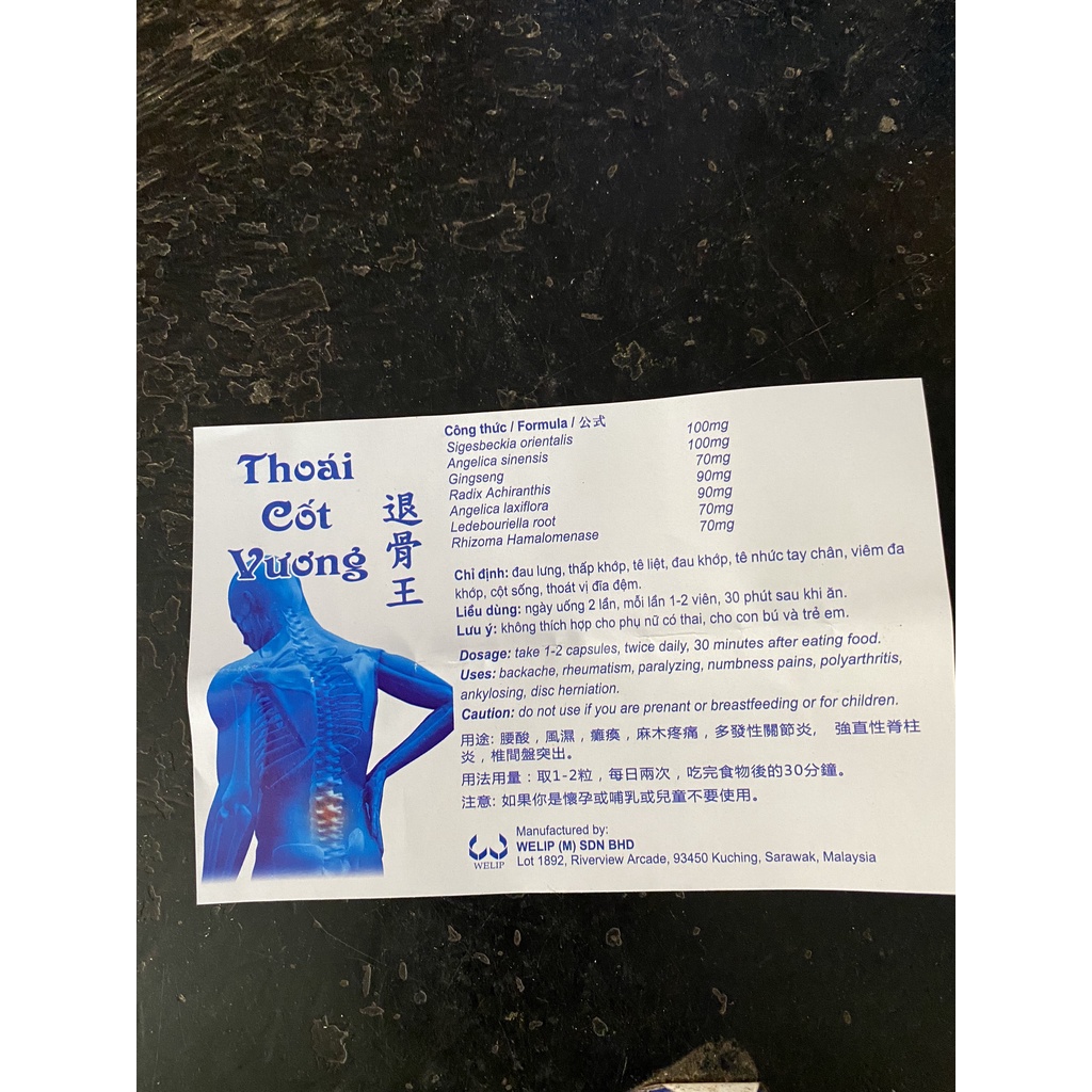🔥CHÍNH HÃNG🔥Thoái Cốt Vương, Malaysia - Hỗ Trợ Thoái Hóa Xương Khớp, Tê Nhức Chân Tay - Lọ 20 Viên