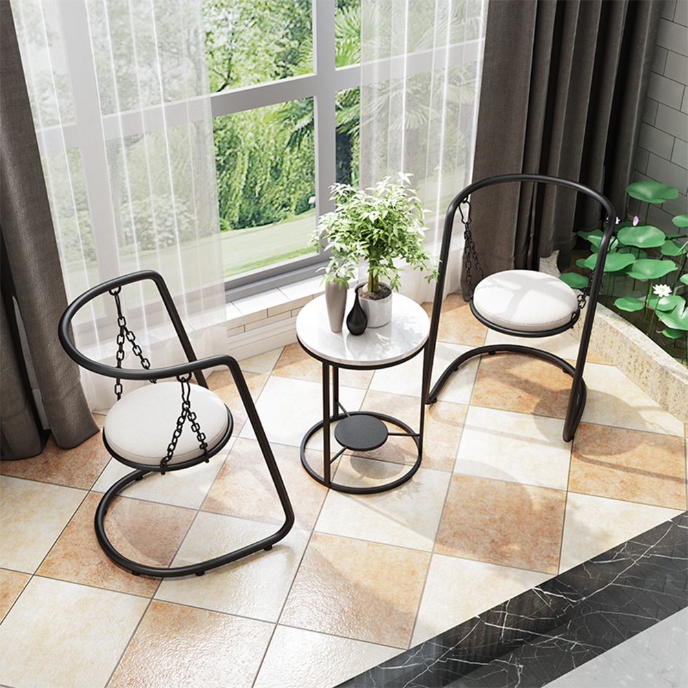 Bộ bàn ghế treo café thư giãn ngồi ban công, sân vườn IBIE Sesto lưng tựa, chân sắt sơn tĩnh điện, tùy chọn màu sắc