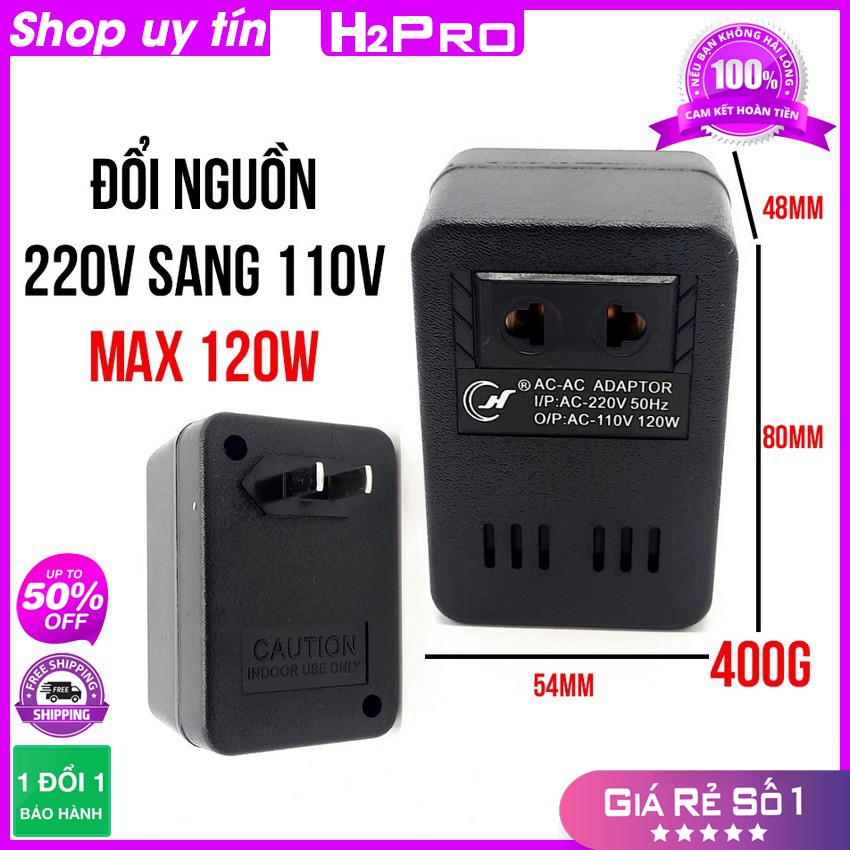 [RẺ VÔ ĐỊCH] Bộ đổi nguồn 220v sang 110v 120W H2Pro, bộ đổi nguồn 220v sang 110v nhỏ gọn