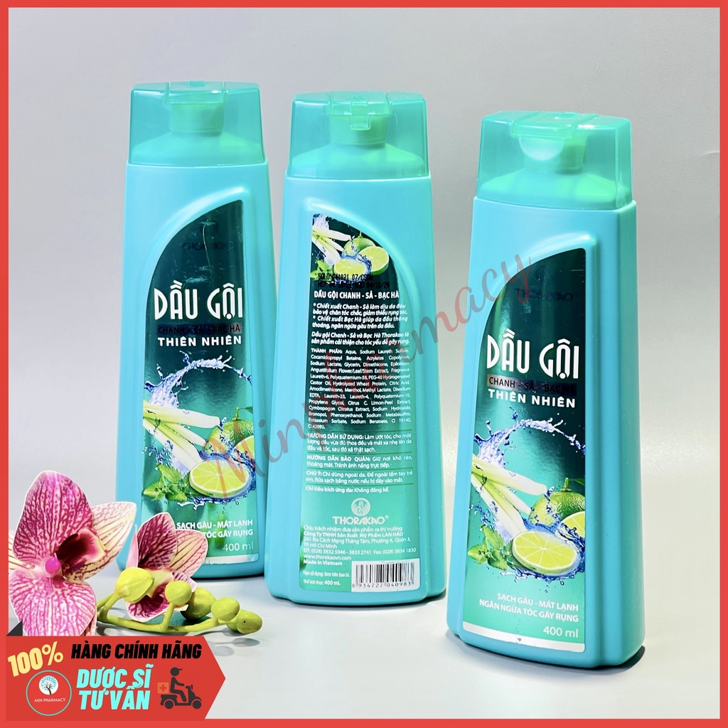 Dầu gội đầu THORAKAO Hoa bưởi/ Bồ kết/ Hà thủ ô/ Chanh sả bạc hà 400ml - Minpharmacy