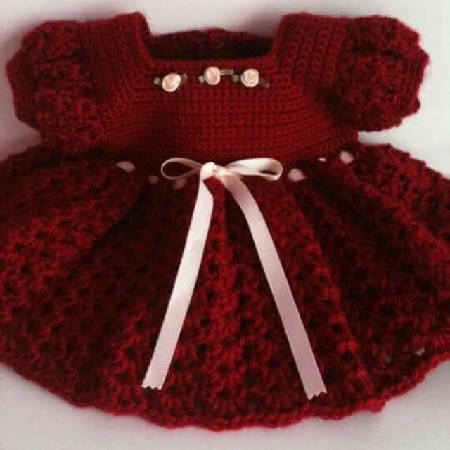 Váy len handmade đỏ