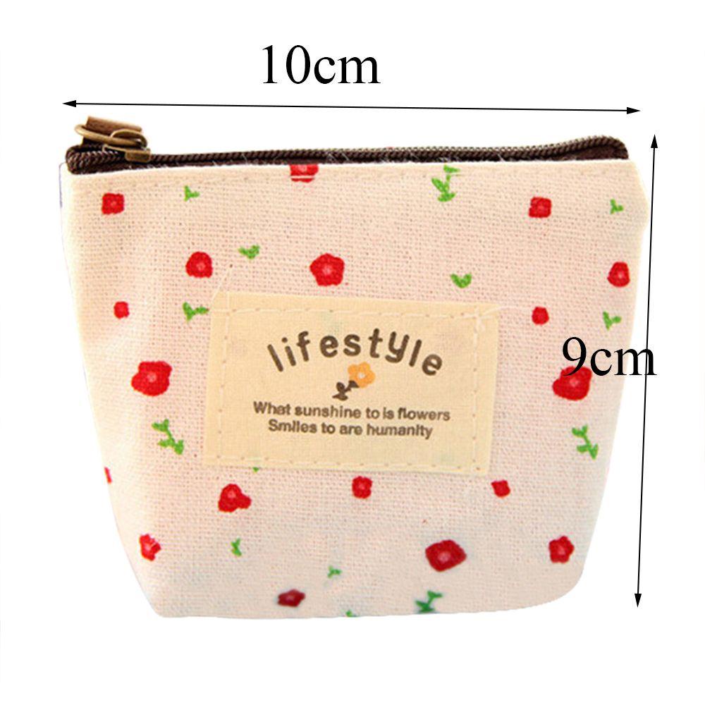 Ví Đựng Tiền Mini Bằng Vải Canvas In Họa Tiết Hoa Phong Cách Hàn Quốc Xinh Xắn