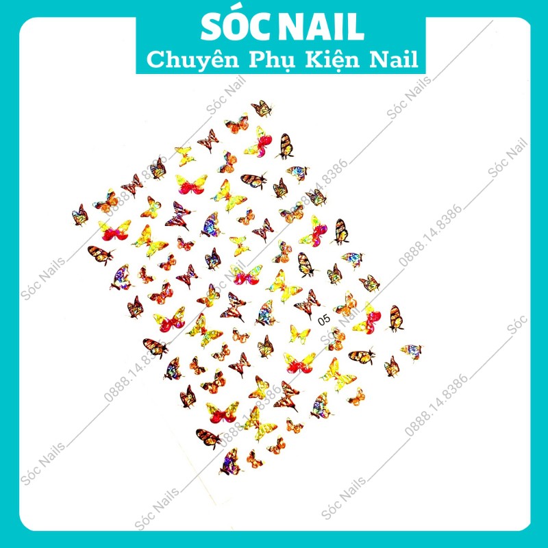 Sticker Dán Móng Làm Nail Hình Bướm Hiệu Ứng 3D