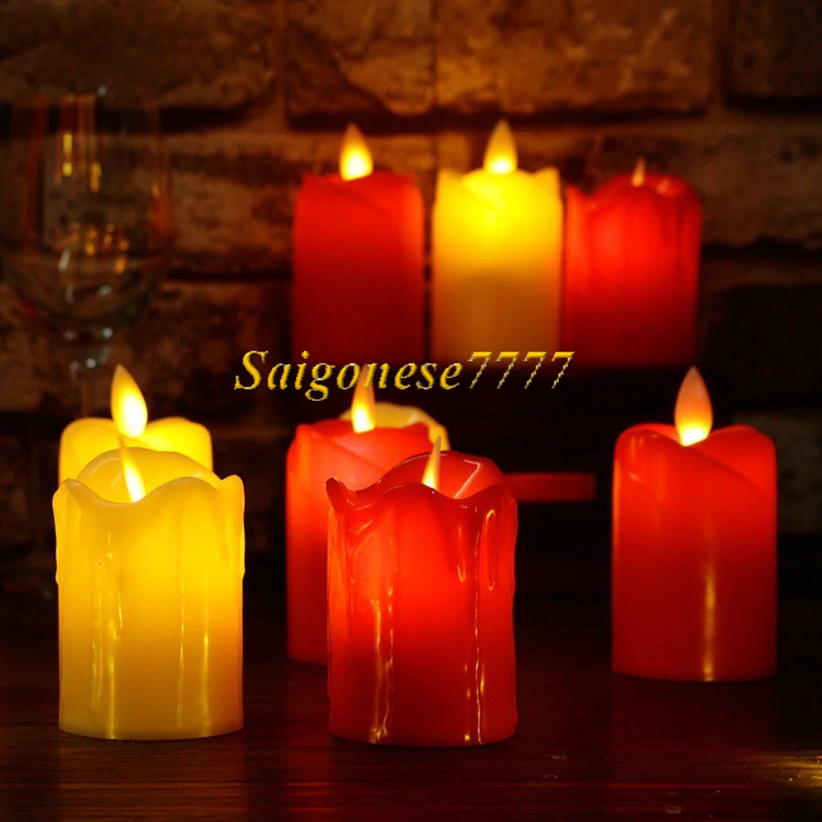 (Chọn Màu-Kèm Sẵn Pin) 1 Cây Nến Sáp Điện Tử Đèn Led Tim Lắc Trang Trí Lễ Tiệc Thờ Cúng Lễ Vu Lan Candle Led Light