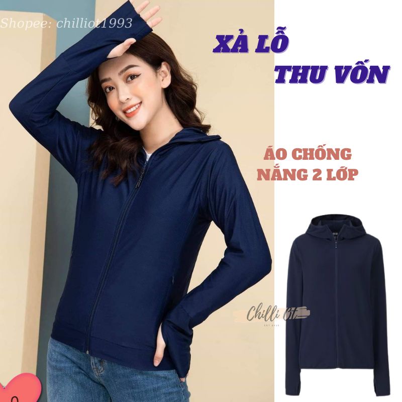 Áo Khoác Chống Nắng Nữ Đẹp 2 Lớp GU Ngăn Tia UV Thông Hơi Airism Cao Cấp