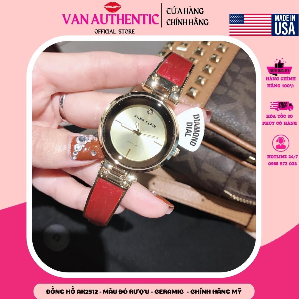 Đồng hồ Anne Klein kiềng đá model AK/2512 đỏ dành cho nữ hàng Mỹ