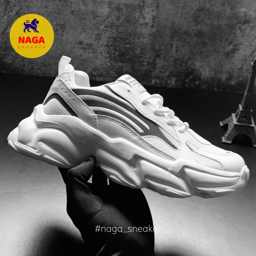 Giày nam trắng , giày sneaker trắng cao cấp chính hãng siêu hot 2022 tăng chiều cao 6cm NAGA09 (video + ảnh thật )