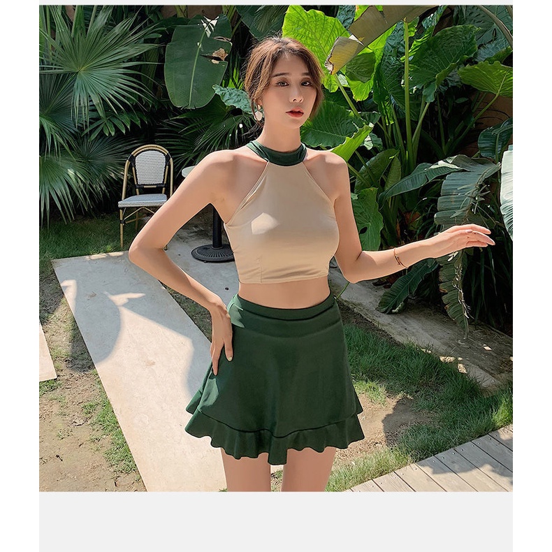 Bộ Đồ Bơi Hai Mảnh Lưng Cao Thắt Nơ Phong Cách Hàn Quốc Quyến Rũ Cho Nữ