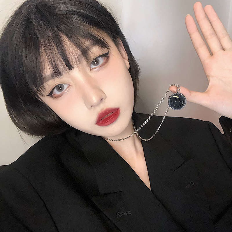 Dây Chuyền Hai Mặt Hình Mặt Cười Xoay Được Thời Trang Hip Hop 22011 ins