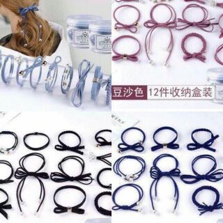 Hộp chun buộc tóc 12 mẫu
