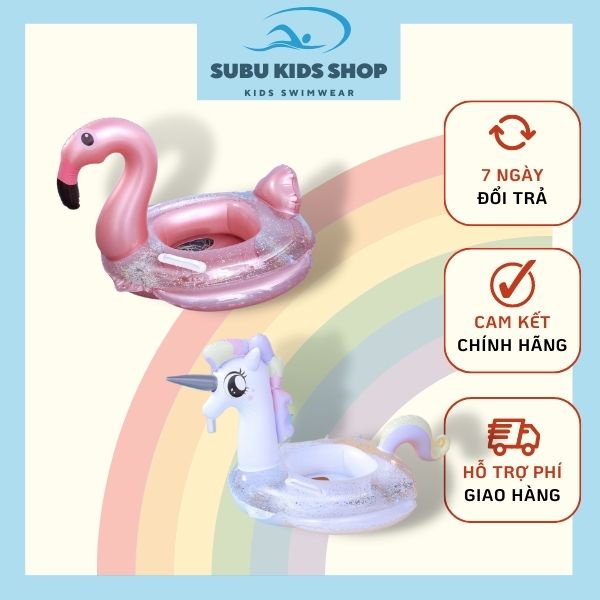 Phao bơi xỏ chân cho bé dễ thương hình thiên ga và kỳ lân