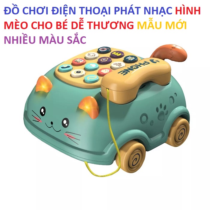 ĐỒ CHƠI ĐIỆN THOẠI PHÁT NHẠC HÌNH MÈO CHO BÉ DỄ THƯƠNG MẪU MỚI NHIỀU MÀU SẮC